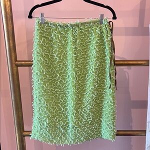 Dries Van Noten Lime Green Textured Pencil Skirt